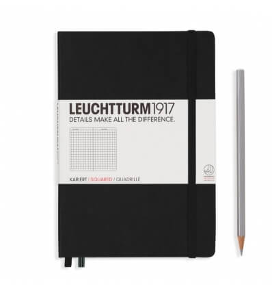 Leuchtturm Notizbuch Schwarz, Medium A5, kariert