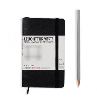 Leuchtturm Notizbuch Softcover Schwarz, Pocket A6, kariert
