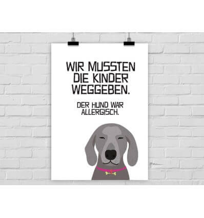 Prints Eisenherz Kunstdruck Kinderallergie Hund