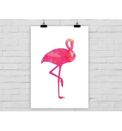 Prints Eisenherz Kunstdruck Flamingo watercolor
