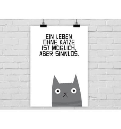 Prints Eisenherz Kunstdruck Leben ohne Katze