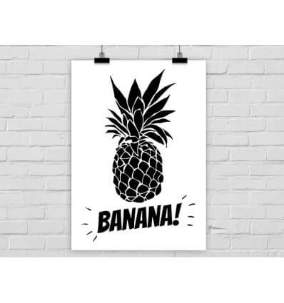 Prints Eisenherz Kunstdruck Ananas Banane