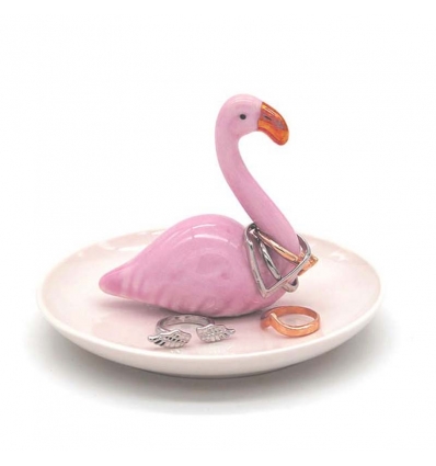 WINKEE Ringhalter Flamingo aus Porzellan