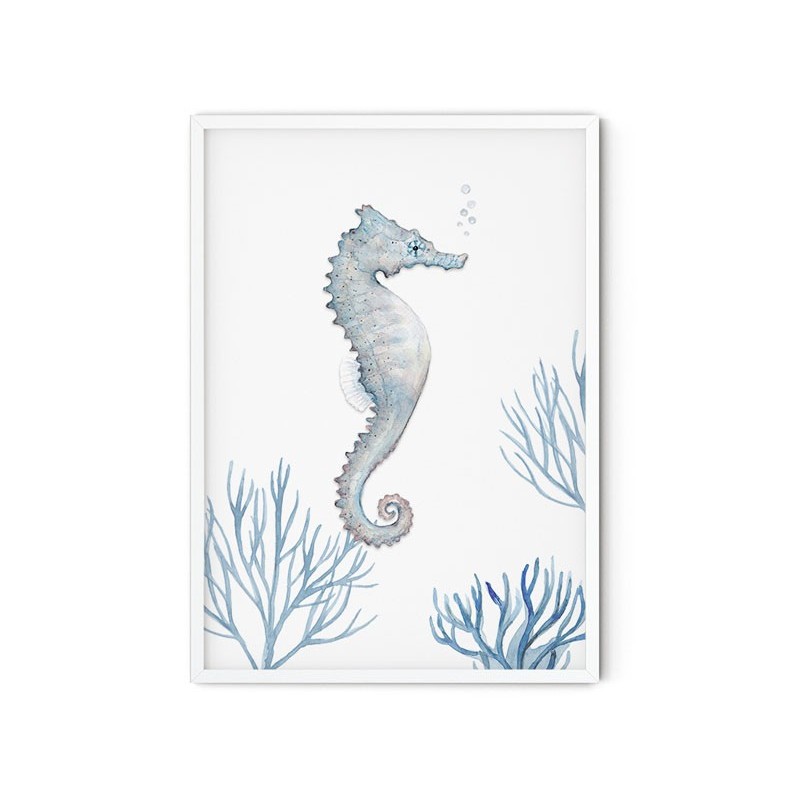 MALUU Kunstdruck DIN A4 Seahorse Coral
