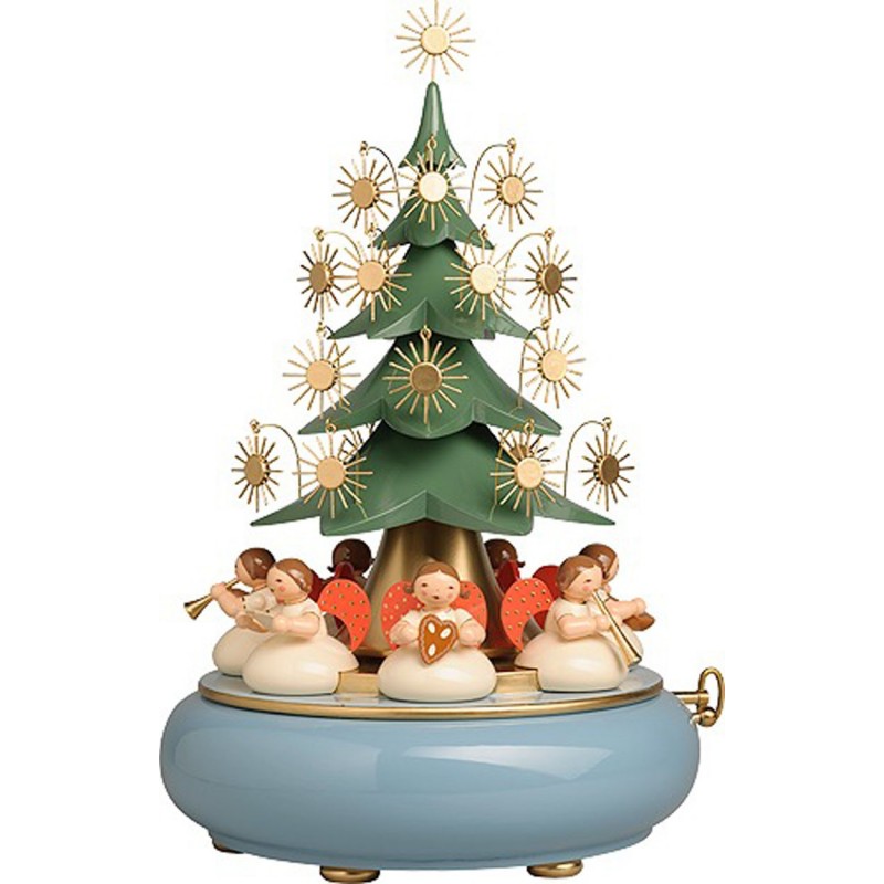 WENDT & KÜHN Spieldose mit unter dem Baum sitzenden Engeln We Wish You a Merry Christmas