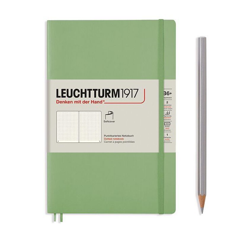 Leuchtturm Notizbuch Softcover Sage, Paperback (B6+), dotted