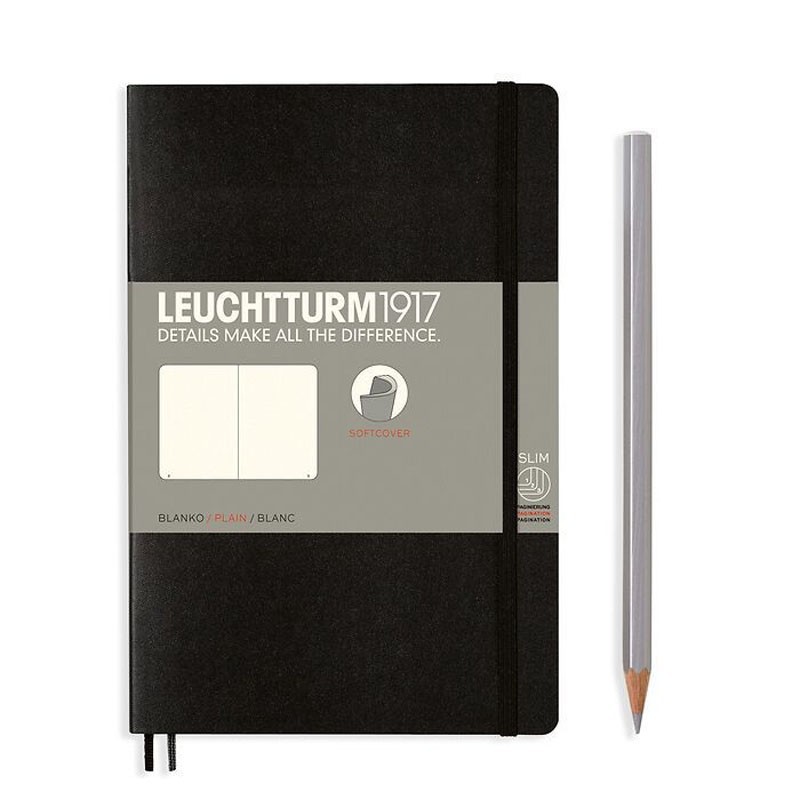Leuchtturm Notizbuch Softcover black, Paperback (B6+), blanco