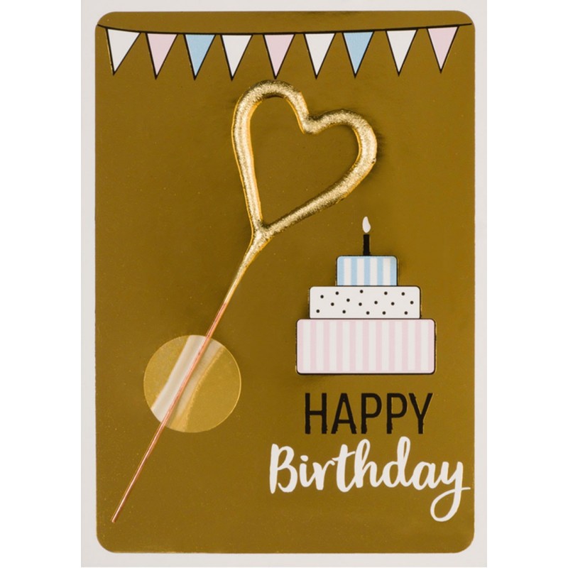 wondercandle Happy Birthday gold Mini Wondercard