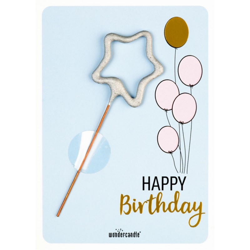 wondercandle Happy Birthday hellblau Mini Wondercard