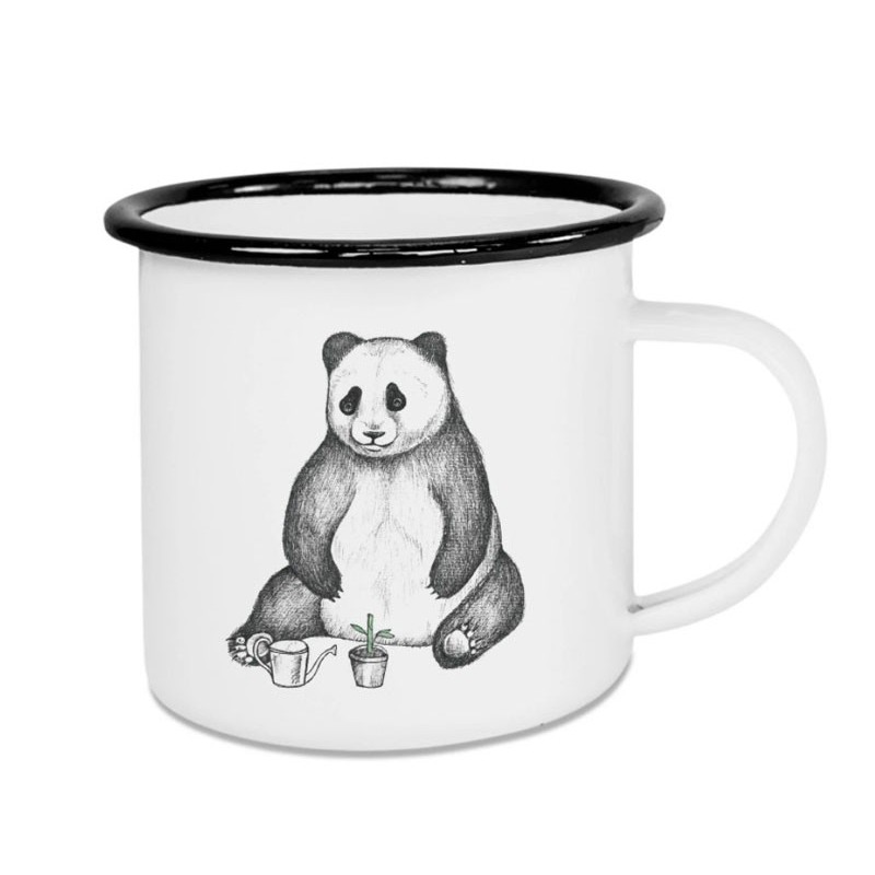 LIGARTI Emaille-Becher Panda 500 ml