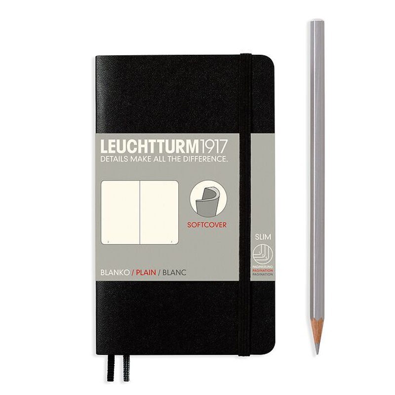 Leuchtturm Notizbuch Softcover Schwarz, Pocket A6, blanko