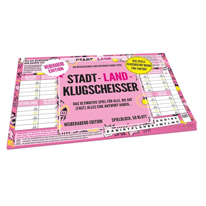 Kylskåpspoesi Spielblock Stadt Land Klugscheisser WEIBERABEND